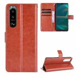 For Sony Xperia 5 III Crazy Horse Texture Horizontal Flip Leather Case with Holder & Card Slots & Lanyard(Brown)