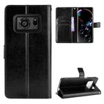 For Sharp Aquos R6 Crazy Horse Texture Horizontal Flip Leather Case with Holder & Card Slots & Lanyard(Black)