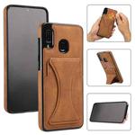 For Samsung Galaxy A30 Ultra-thin Shockproof Protective Case with Holder & Metal Magnetic Function(Brown)