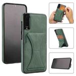 For Samsung Galaxy A50s Ultra-thin Shockproof Protective Case with Holder & Metal Magnetic Function(Green)