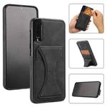 For Samsung Galaxy A50s Ultra-thin Shockproof Protective Case with Holder & Metal Magnetic Function(Black)