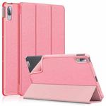 For Lenovo Tab P11 Pro TB-J716F /J706F Cloth Texture PU + TPU Horizontal Flip Leather Case with Three-folding Holder & Wake-up / Sleep Function(Pink)