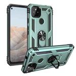 For Google Pixel 5a 5G Shockproof TPU + PC Protective Case with 360 Degree Rotating Holder(Dark Green)