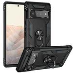 For Google Pixel 6 Pro Shockproof TPU + PC Protective Case with 360 Degree Rotating Holder(Black)