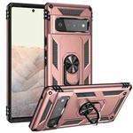 For Google Pixel 6 Pro Shockproof TPU + PC Protective Case with 360 Degree Rotating Holder(Rose Gold)