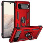 For Google Pixel 6 Shockproof TPU + PC Protective Case with 360 Degree Rotating Holder(Red)