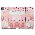 For iPad Pro 11 2022 / 2021 / 2020 / 2018 Dual-folding Coloured Drawing Voltage Horizontal Flip PU Leather Tablet Case with Holder & Sleep / Wake-up Function(Pink Gilt Marble)
