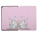 Dual-folding Coloured Drawing Voltage Horizontal Flip PU Leather Case with Holder & Sleep / Wake-up Function For iPad Air 3 / 10.5 2019 / iPad 10.2 2021 / 2020 / 2019(Butterfly Cat)