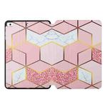 Dual-folding Coloured Drawing Voltage Horizontal Flip PU Leather Case with Holder & Sleep / Wake-up Function For iPad mini 5 / 4 / 3 / 2 / 1(Pink Gilt Marble)