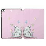 Dual-folding Coloured Drawing Voltage Horizontal Flip PU Leather Case with Holder & Sleep / Wake-up Function For iPad mini 5 / 4 / 3 / 2 / 1(Butterfly Cat)