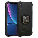 For iPhone XR Fierce Warrior Series Armor All-inclusive Shockproof Aluminum Alloy + TPU Protective Case with Ring Holder(Black)
