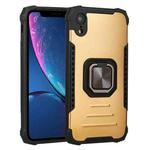 Fierce Warrior Series Armor All-inclusive Shockproof Aluminum Alloy + TPU Protective Case with Ring Holder For iPhone XR(Gold)