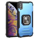 For iPhone X / XS Fierce Warrior Series Armor All-inclusive Shockproof Aluminum Alloy + TPU Protective Case with Ring Holder(Blue)