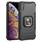 For iPhone X / XS Fierce Warrior Series Armor All-inclusive Shockproof Aluminum Alloy + TPU Protective Case with Ring Holder(Black)
