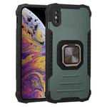 For iPhone X / XS Fierce Warrior Series Armor All-inclusive Shockproof Aluminum Alloy + TPU Protective Case with Ring Holder(Green)