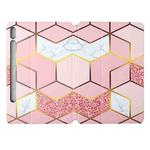 For Samsung Galaxy Tab S8 / Galaxy Tab S7 SM-T870/T875 Dual-folding Coloured Drawing Voltage Horizontal Flip PU Leather Case with Holder & Sleep / Wake-up Function(Pink Gilt Marble)