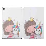 For Samsung Galaxy Tab S6 Lite 10.4 P610/P615 Dual-folding Coloured Drawing Voltage Horizontal Flip PU Leather Case with Holder & Sleep / Wake-up Function(Girl Unicorn)