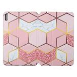 For Huawei Mate Pad 10.4 Dual-folding Coloured Drawing Voltage Horizontal Flip PU Leather Case with Holder & Sleep / Wake-up Function(Pink Gilt Marble)
