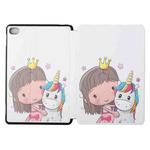 For Huawei M5 Lite 10.1 Dual-folding Coloured Drawing Voltage Horizontal Flip PU Leather Case with Holder & Sleep / Wake-up Function(Girl Unicorn)