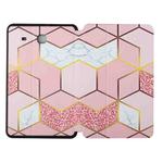 For Samsung Galaxy Tab E 9.6 T560/T561/T565/T567V Dual-folding Coloured Drawing Voltage Horizontal Flip PU Leather Case with Holder(Pink Gilt Marble)