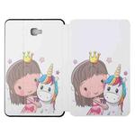 For Samsung Galaxy Tab A 10.1 T580N/T585C Dual-folding Coloured Drawing Voltage Horizontal Flip PU Leather Case with Holder(Girl Unicorn)