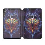 For Huawei Mate Pad T8-8.0 Dual-folding Coloured Drawing Voltage Horizontal Flip PU Leather Case with Holder(Watercolor Wolf)