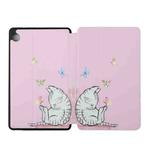 For Huawei Mate Pad T8-8.0 Dual-folding Coloured Drawing Voltage Horizontal Flip PU Leather Case with Holder(Butterfly Cat)