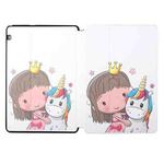 For Huawei MediaPad T5 Dual-folding Coloured Drawing Voltage Horizontal Flip PU Leather Case with Holder(Girl Unicorn)