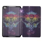 For Huawei MediaPad M5 Lite 8.0 Dual-folding Coloured Drawing Voltage Horizontal Flip PU Leather Case with Holder(Watercolor Elephant)