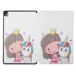 For Lenovo Tab M10 X606 Dual-folding Coloured Drawing Voltage Horizontal Flip PU Leather Case with Holder(Girl Unicorn)