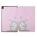 For Lenovo Tab M10 X606 Dual-folding Coloured Drawing Voltage Horizontal Flip PU Leather Case with Holder(Butterfly Cat)