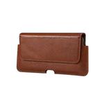 Universal Cow Leather Horizontal Mobile Phone Leather Case Waist Bag For 7.2 inch and Below Phones(Brown)
