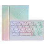 B07S Splittable Backlight Bluetooth Keyboard Leather Tablet Case with Triangle Holder & Pen Slot For iPad 9.7 2018 & 2017 / Pro 9.7 / Air 2(Gradient Rainbow)