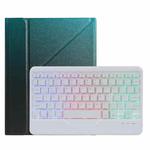 B07S Splittable Backlight Bluetooth Keyboard Leather Tablet Case with Triangle Holder & Pen Slot For iPad 9.7 2018 & 2017 / Pro 9.7 / Air 2(Gradient Dark Green)
