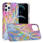 For iPhone 12 Pro Max Laser Glitter Watercolor Pattern Shockproof Protective Case(FD1)