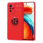 For Xiaomi Redmi Note 10 Pro China Metal Ring Holder 360 Degree Rotating TPU Case(Red+Red)
