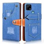 For OPPO Realme Narzo 30A Denim Horizontal Flip Leather Case with Holder & Card Slot & Wallet(Dark Blue)
