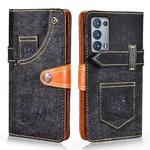For OPPO Reno6 Pro 5G Denim Horizontal Flip Leather Case with Holder & Card Slot & Wallet(Black)