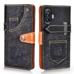 For Xiaomi Redmi K40 Gaming Edition Denim Horizontal Flip Leather Case with Holder & Card Slot & Wallet(Black)