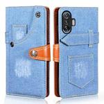 For Xiaomi Redmi K40 Gaming Edition Denim Horizontal Flip Leather Case with Holder & Card Slot & Wallet(Light Blue)