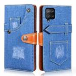 For Samsung Galaxy F12 Denim Horizontal Flip Leather Case with Holder & Card Slot & Wallet(Dark Blue)
