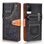 For vivo V21 5G / 4G Denim Horizontal Flip Leather Case with Holder & Card Slot & Wallet(Black)