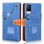 For vivo V21 5G / 4G Denim Horizontal Flip Leather Case with Holder & Card Slot & Wallet(Dark Blue)