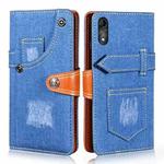 For Wiko Y51 Denim Horizontal Flip Leather Case with Holder & Card Slot & Wallet(Dark Blue)