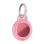IMD Workmanship PC Transparent Shockproof Protective Cover Case with Keychain Hook Loop For Airtag(Glitter Pink)