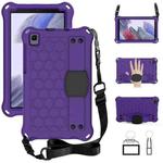 For Samsung Galaxy Tab A7 Lite 8.7 (2021) T220/T225 Honeycomb Design EVA + PC Four Corner Shockproof Protective Case with Strap(Purple+Black)