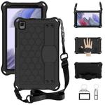 For Samsung Galaxy Tab A7 Lite 8.7 (2021) T220/T225 Honeycomb Design EVA + PC Four Corner Shockproof Protective Case with Strap(Black+Black)