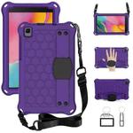 For Samsung Galaxy Tab A 8.0 & S Pen (2019)P200/P205 Honeycomb Design EVA + PC Four Corner Shockproof Protective Case with Strap(Purple+Black)