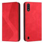 For Samsung Galaxy A01 Skin Feel Magnetic S-type Solid Color Horizontal Flip Leather Case with Holder & Card Slot & Wallet(Red)