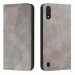 For Samsung Galaxy A01 Skin Feel Magnetic S-type Solid Color Horizontal Flip Leather Case with Holder & Card Slot & Wallet(Grey)